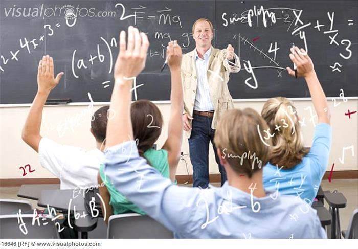Math students answering questions in class