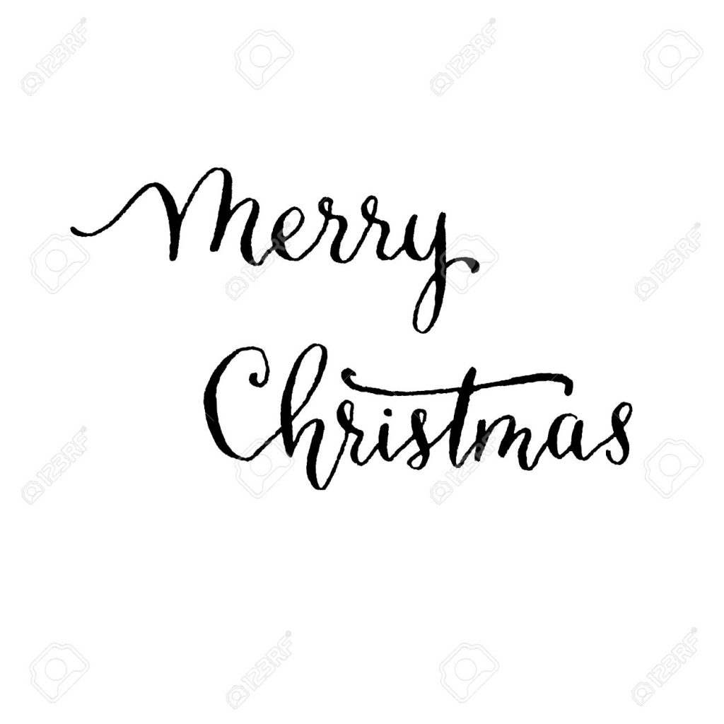 Merry Christmas, hand lettering vector. Modern calligraphy pen and ink.